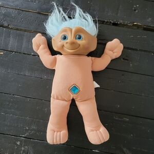Treasure Trolls Vtg Plush Doll Blue Hair Diamond